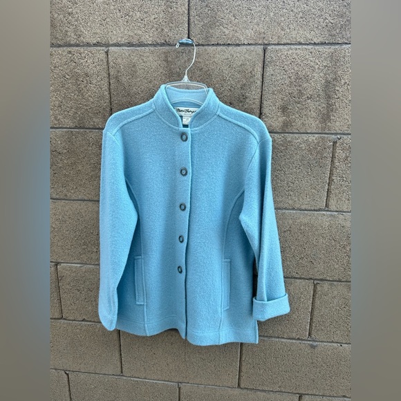 Norm Thompson Baby Blue Wool Coat - Picture 2 of 7